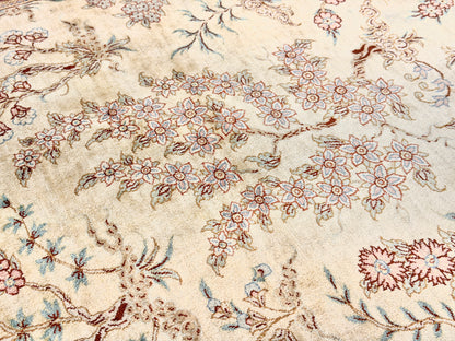 Hand-Knotted Silk Persian Qum Rug - Signed Rezaei - 3’4”x4’10”
