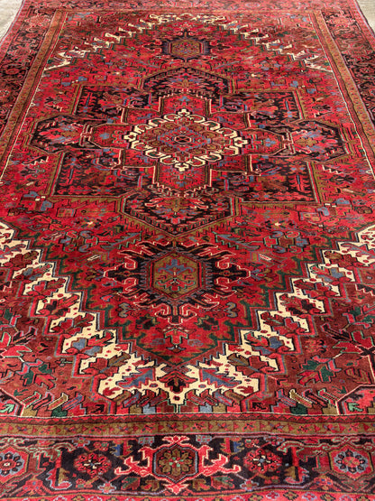 10’1”x12’6” Hand-Knotted Persian Heriz Area Rug