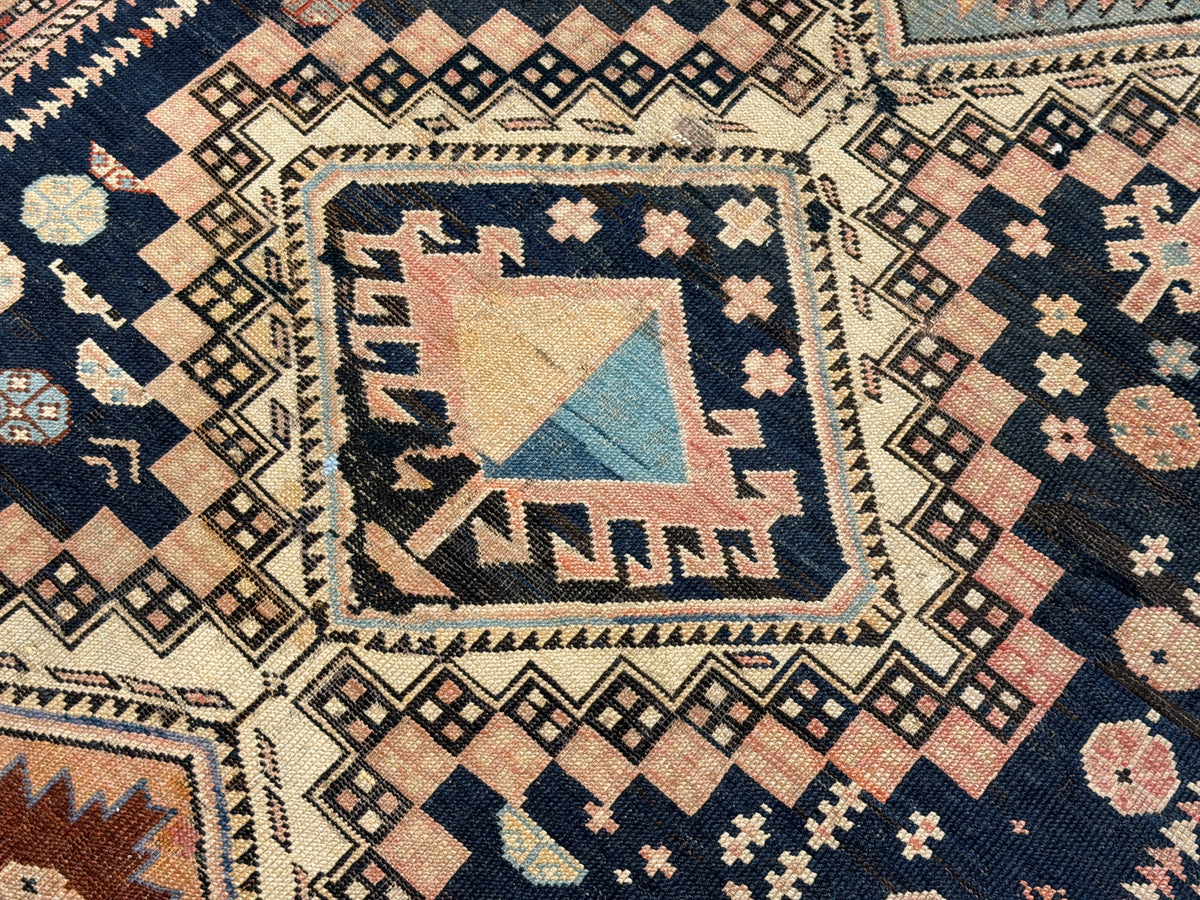 Antique Hand-Knotted Russian Kazak Rug - 4'9"x10'2"