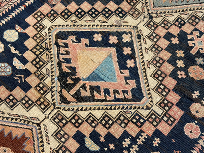 Antique Hand-Knotted Russian Kazak Rug - 4'9"x10'2"
