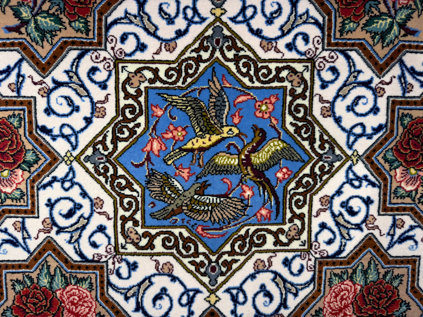 Hand-Knotted Persian Isfahan Rug -Garden of Birds- Signed Fakharian - 4’9”x7’2”