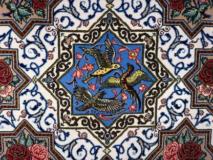 Hand-Knotted Persian Isfahan Rug -Garden of Birds- Signed Fakharian - 4’9”x7’2”