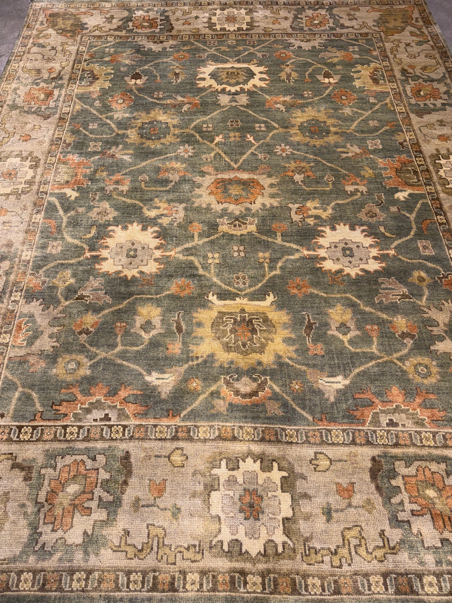 8’x10’ Hand-Knotted Wool Oushak Area Rug