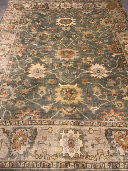 8’x10’ Hand-Knotted Wool Oushak Area Rug