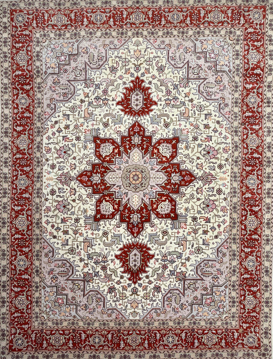 Hand-Knotted 60 Raj Persian Tabriz Rug - 4'10"x6'8"