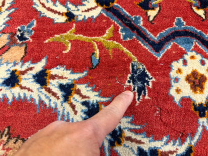 10’2”x14’2” Very Fine Vintage Hand-Knotted Wool Isfahan Persian Rug 10x14 Red All-Over Handmade Carpet