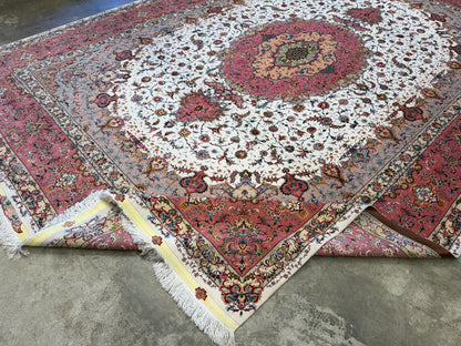 9’11”x13’6” Hand-Knotted 70 Raj Persian Tabriz Rug - Signed Aghajani