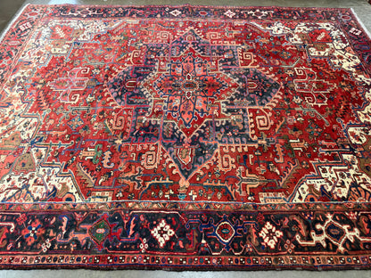 Hand-Knotted Persian Heriz Rug - 9’1”x11’11”