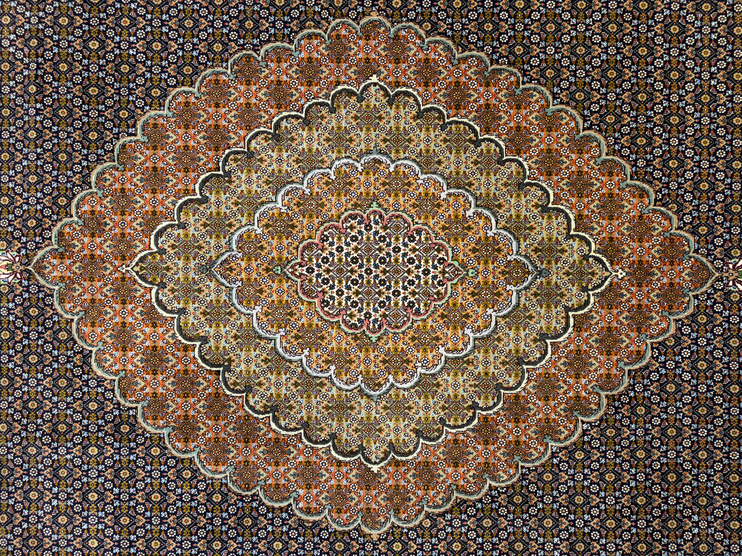 Hand-Knotted Persian Tabriz Mahi Rug - 9’11”x13’2”