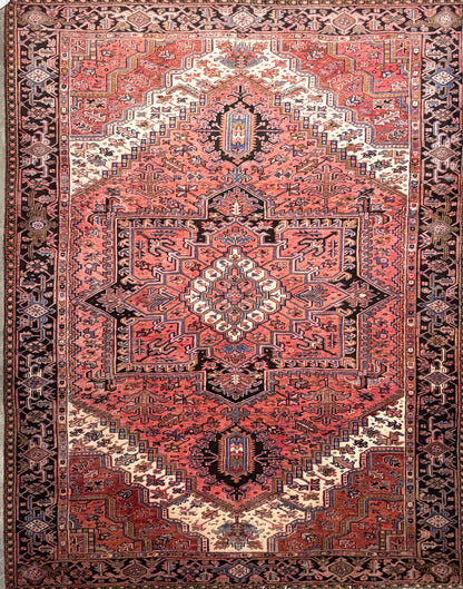 9’10”x12’5” Hand-Knotted Persian Heriz Area Rug