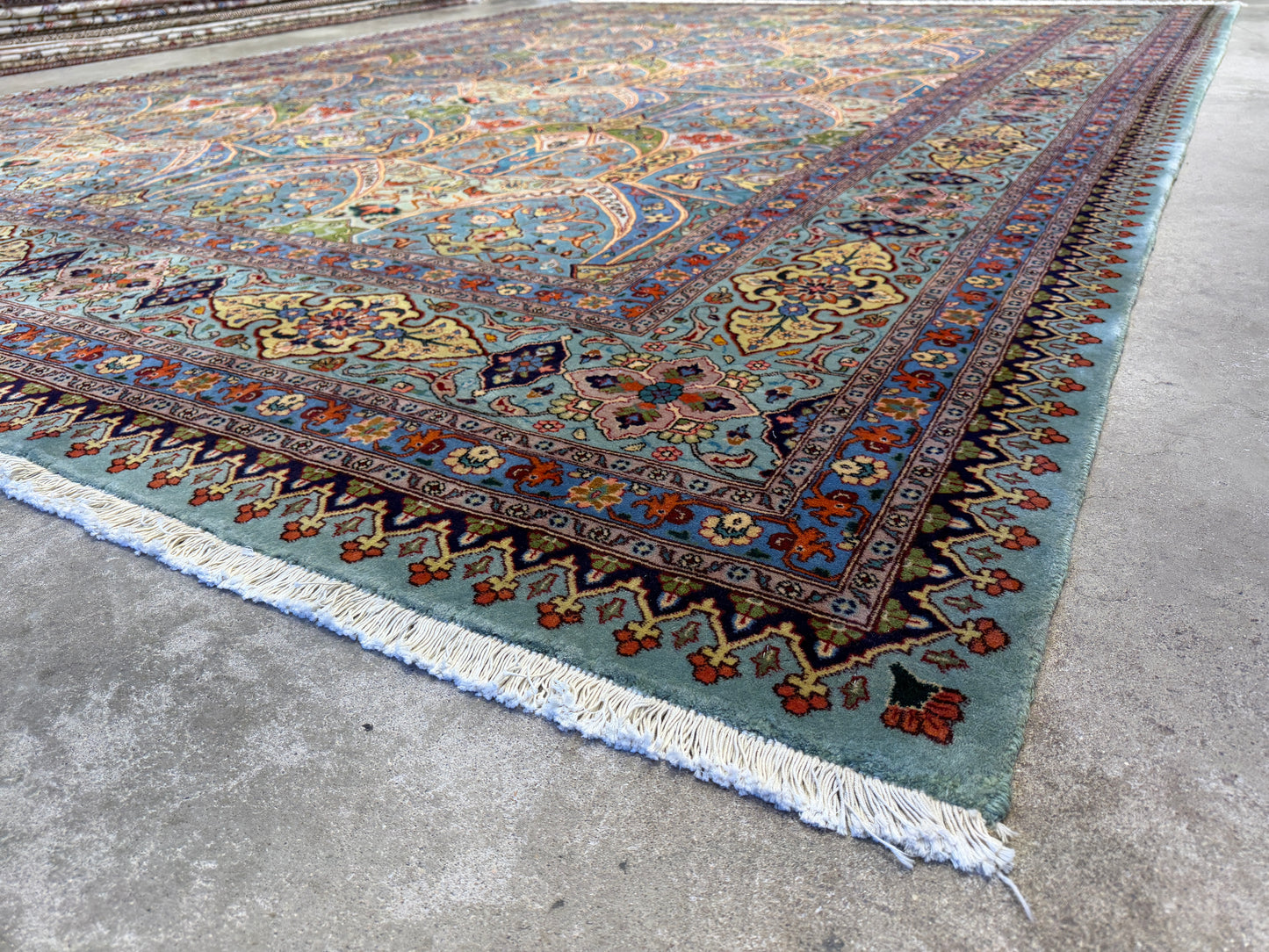 9’10”x13’2” Fine Hand-Knotted Kork Wool Persian Tabriz Rug Handmade All-over Area Carpet