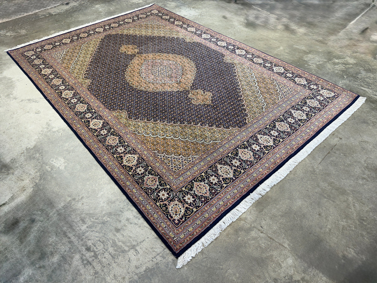 Hand-Knotted Persian Tabriz Mahi Rug - 6'7"x9'9"