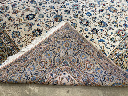 9’6”x12’6” Hand-Knotted Persian Kashan Area Rug
