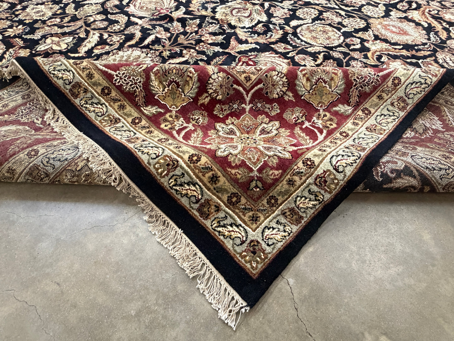 12’1”x15’2” Hand-Knotted Wool Agra Area Rug Handmade All-over Carpet