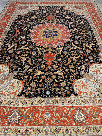 10’x13’ Hand-Knotted 70 Raj Persian Tabriz Rug