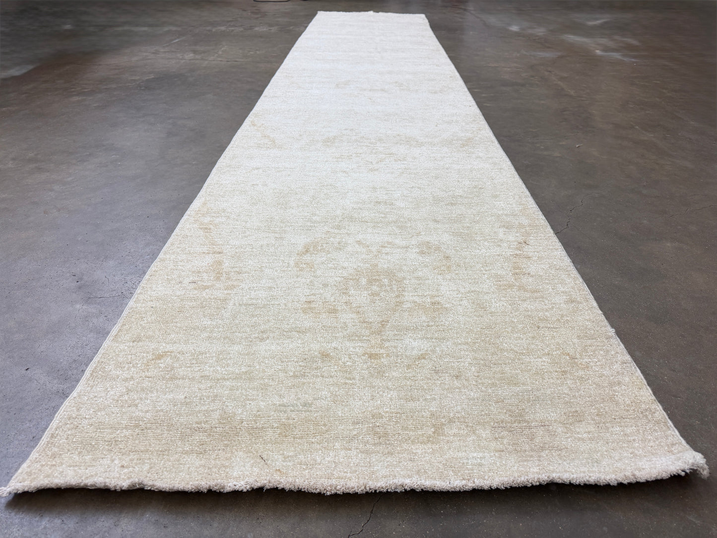 2’9”x13’6” Hand-Knotted Wool Abstract Runner 2x13 Handmade Beige Rug