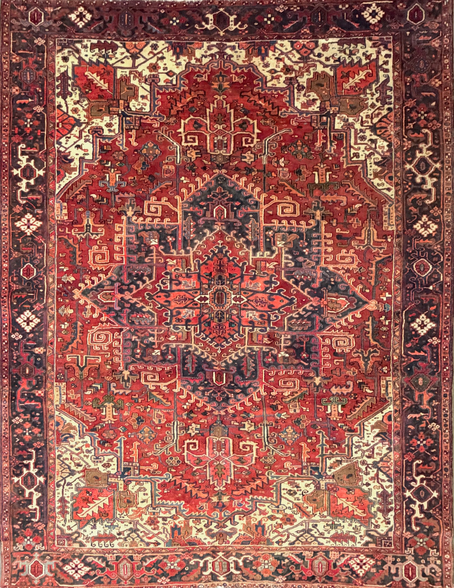 Hand-Knotted Persian Heriz Rug - 9’1”x11’11”