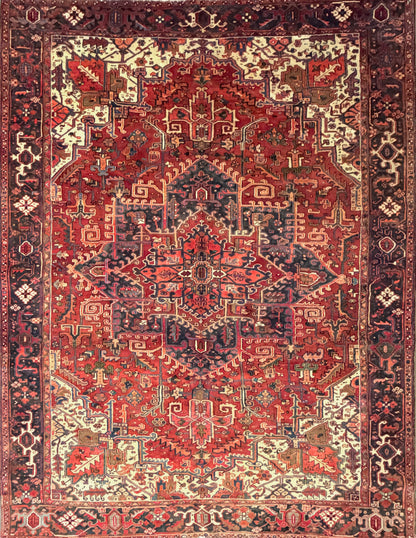 Hand-Knotted Persian Heriz Rug - 9’1”x11’11”