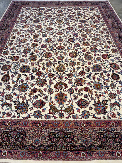 9’5”x12’6” Very Fine Hand-Knotted Persian Mashad 70 Raj Area Rug