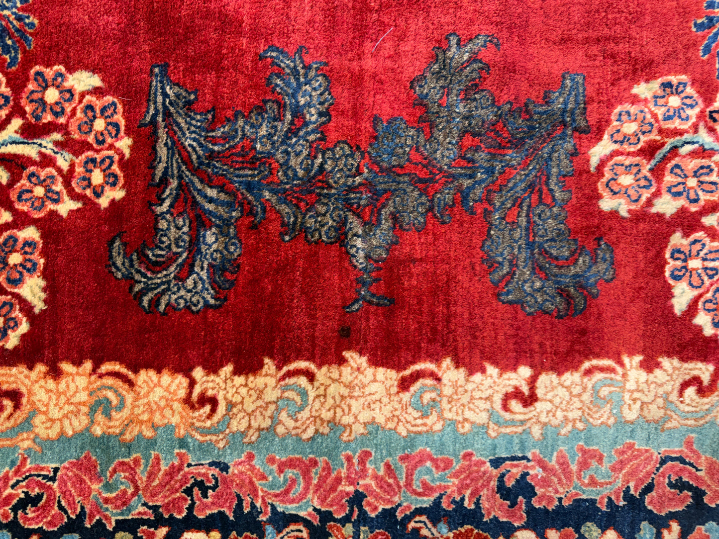 11’7”x12’10” Hand-Knotted Persian Sarouk Area Rug