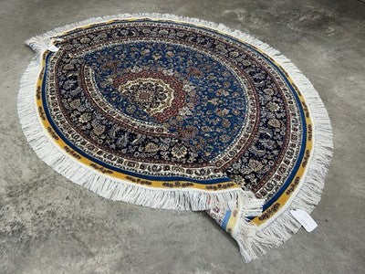 6’ Diameter Luxurious Hand-knotted 100% Silk Round Rug Handmade Blue 6x6