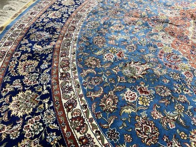 6’ Diameter Luxurious Hand-knotted 100% Silk Round Rug Handmade Blue 6x6