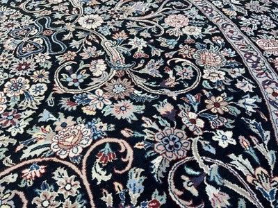 8’ Diameter Fine Hand-knotted Wool Round PakPersian Area Rug - Handmade Carpet 8x8 Black