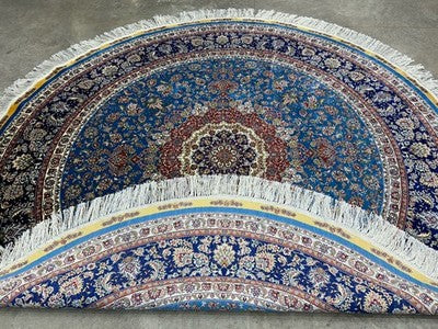 6’ Diameter Luxurious Hand-knotted 100% Silk Round Rug Handmade Blue 6x6