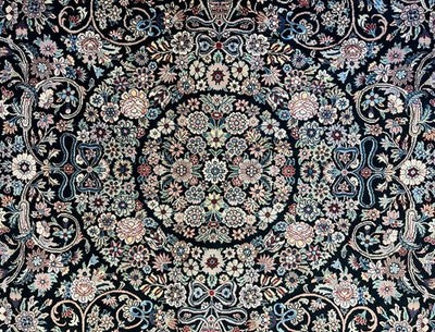 8’ Diameter Fine Hand-knotted Wool Round PakPersian Area Rug - Handmade Carpet 8x8 Black