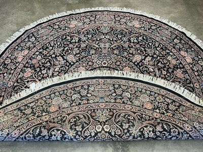 8’ Diameter Fine Hand-knotted Wool Round PakPersian Area Rug - Handmade Carpet 8x8 Black