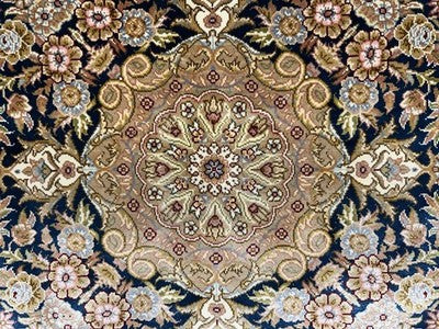 8’ Diameter Luxurious Hand-knotted Silk Round Rug - Handmade Blue Signed 8x8