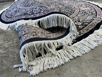 8’ Diameter Fine Hand-knotted Wool Round PakPersian Area Rug - Handmade Carpet 8x8 Black