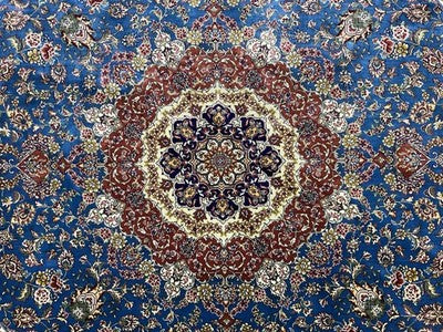 6’ Diameter Luxurious Hand-knotted 100% Silk Round Rug Handmade Blue 6x6