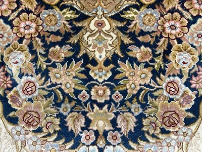 8’ Diameter Luxurious Hand-knotted Silk Round Rug - Handmade Blue Signed 8x8