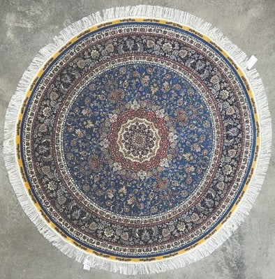 6’ Diameter Luxurious Hand-knotted 100% Silk Round Rug Handmade Blue 6x6