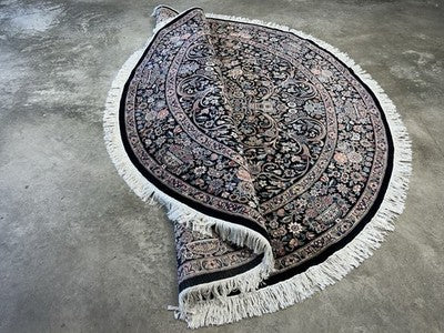 8’ Diameter Fine Hand-knotted Wool Round PakPersian Area Rug - Handmade Carpet 8x8 Black