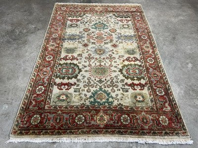 4’x6’ Hand-Knotted All-over Wool Mahal Rug - Traditional Oriental  Area Carpet