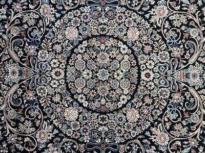 8’ Diameter Fine Hand-knotted Wool Round PakPersian Area Rug - Handmade Carpet 8x8 Black