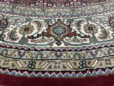 6’ Diameter Hand-knotted Wool Round Area Rug - Handmade Carpet 6x6 Burgandy Mahi Design