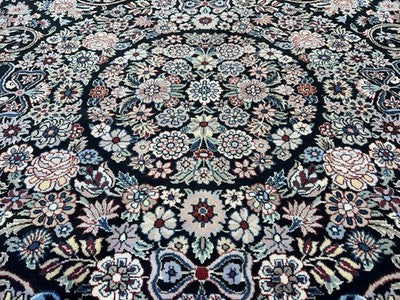 8’ Diameter Fine Hand-knotted Wool Round PakPersian Area Rug - Handmade Carpet 8x8 Black