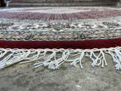 6’ Diameter Hand-knotted Wool Round Area Rug - Handmade Carpet 6x6 Burgandy Mahi Design