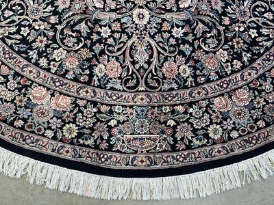 8’ Diameter Fine Hand-knotted Wool Round PakPersian Area Rug - Handmade Carpet 8x8 Black