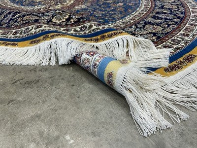 6’ Diameter Luxurious Hand-knotted 100% Silk Round Rug Handmade Blue 6x6