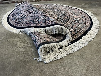 8’ Diameter Fine Hand-knotted Wool Round PakPersian Area Rug - Handmade Carpet 8x8 Black