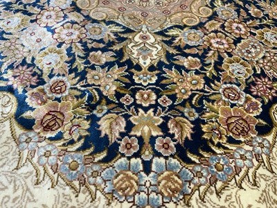 8’ Diameter Luxurious Hand-knotted Silk Round Rug - Handmade Blue Signed 8x8