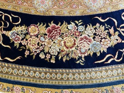 8’ Diameter Luxurious Hand-knotted Silk Round Rug - Handmade Blue Signed 8x8