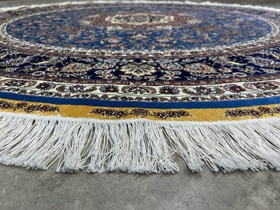 6’ Diameter Luxurious Hand-knotted 100% Silk Round Rug Handmade Blue 6x6