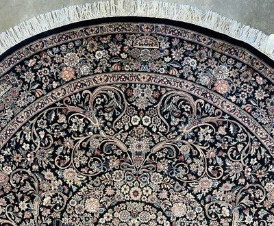 8’ Diameter Fine Hand-knotted Wool Round PakPersian Area Rug - Handmade Carpet 8x8 Black