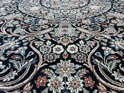 8’ Diameter Fine Hand-knotted Wool Round PakPersian Area Rug - Handmade Carpet 8x8 Black