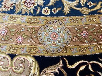 8’ Diameter Luxurious Hand-knotted Silk Round Rug - Handmade Blue Signed 8x8